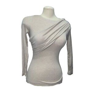 OGL Long Sleeve Crew Neck Fitted Casual Wool Blend Blouse with Padding Sz Small